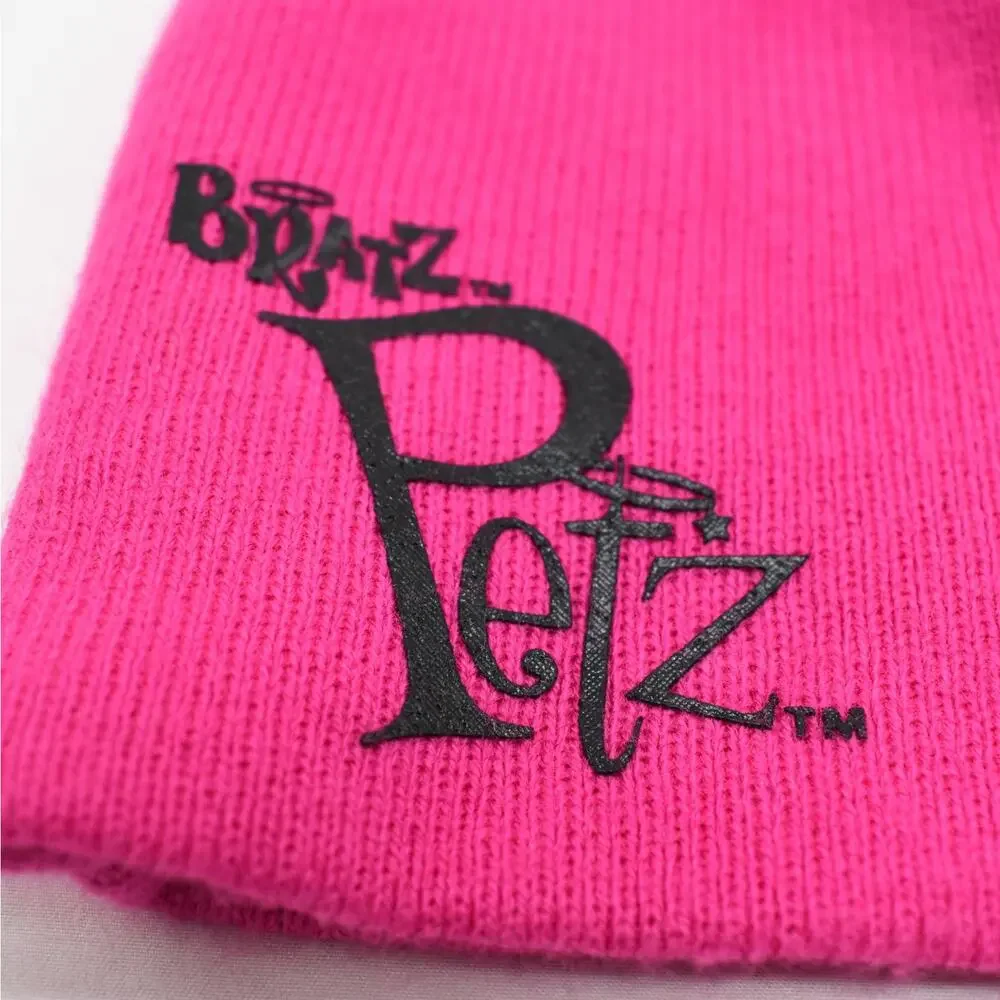 Rare Y2K Vintage Bratz Petz Kendall Sequin Beanie Knit Hat Girls XL Hot Pink